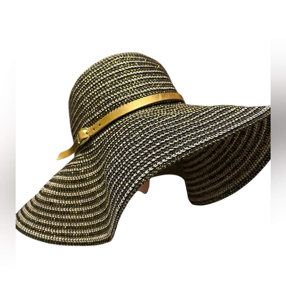 bebe Black and Gold Striped Women's Hat